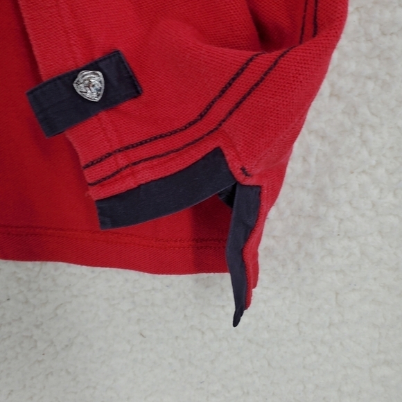 Coogi Polo Shirt Men XL SS Pullover Embellished Crest Logo Bling 100% Cotton Red - Picture 9 of 16